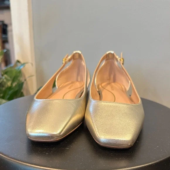 Cole Haan “Bria Cutout” Metallic Soft Gold Slingback Flats - Picture 5 of 7